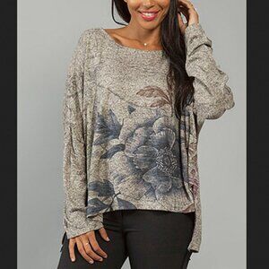 Cath & Sophie Mole Alia Top Soft cozy Oversized Knit Lagenlook  Floral Sz‎ XL